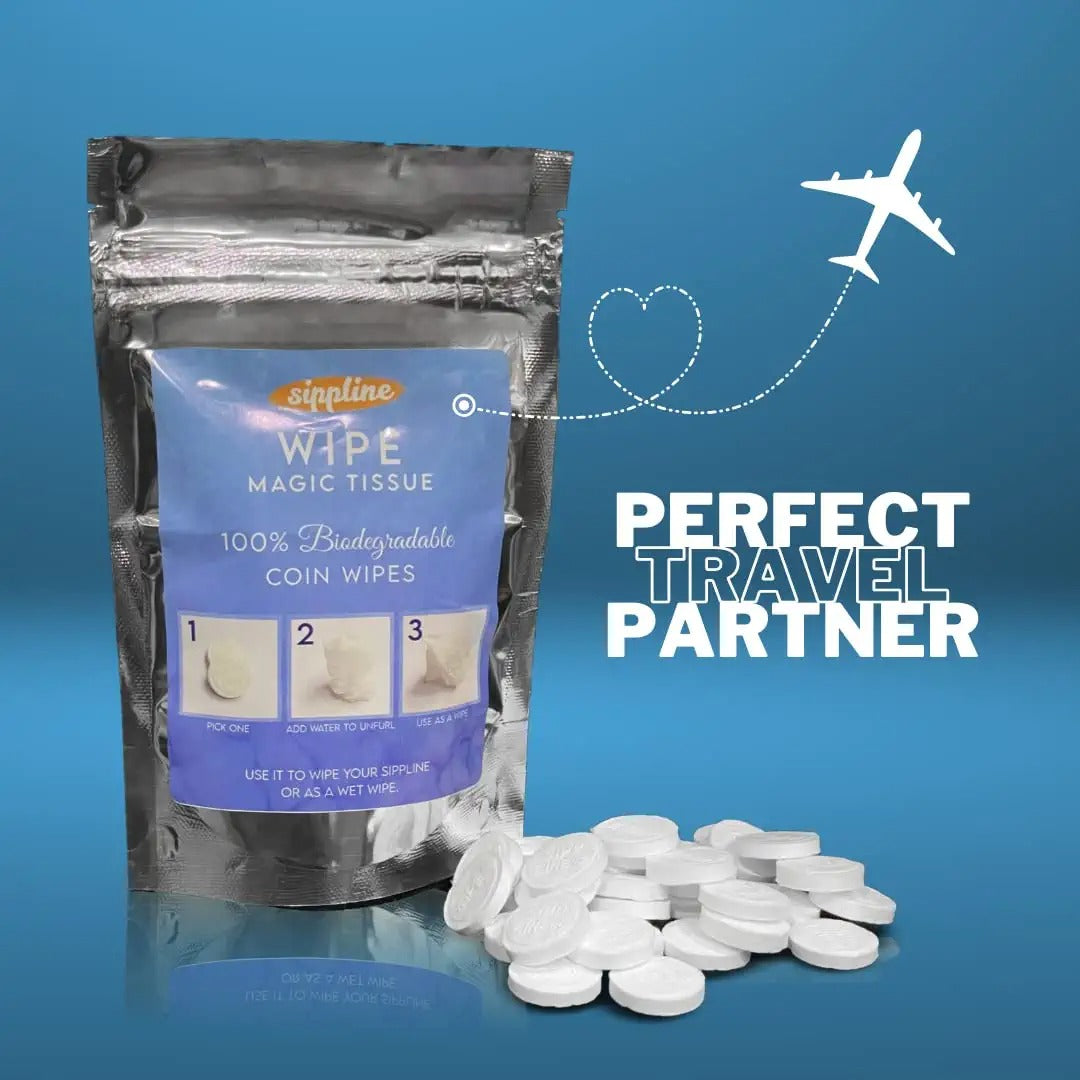 Sippline Magic Compressed Disposable Towel Tablet Capsules Coin Cloth Wipes Paper Tissue Combo Pack of 2 ( 150 tissues)