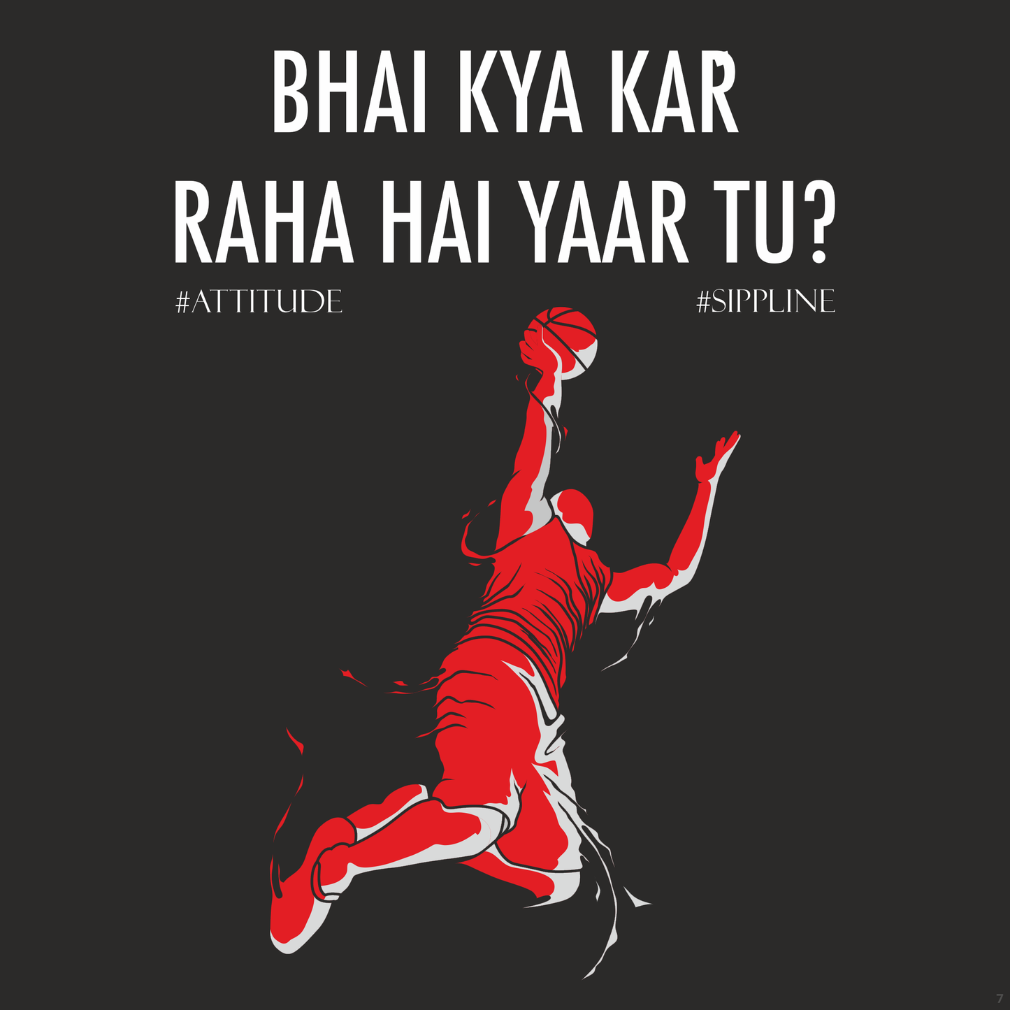 Sippline Digital Print Unisex Cotton T-Shirt 07 Bhai Kya Kar Raha Hai Yar Tu Basketball - Red