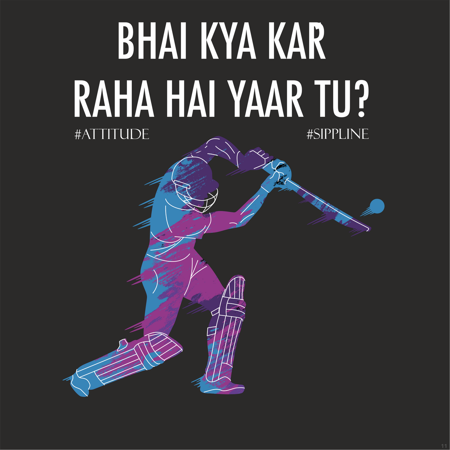 Sippline Digital Print Unisex Cotton T-Shirt 11 Bhai Kya Kar Raha Hai Yar Tu Cricket - Blue-Violet