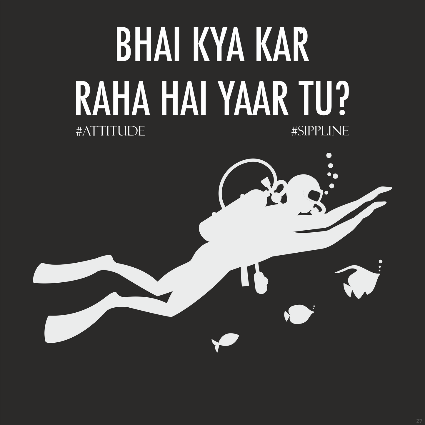 Sippline Digital Print Unisex Cotton T-Shirt 27 Bhai Kya Kar Raha Hai Yar Tu Shark Tank Scuba- Black & White