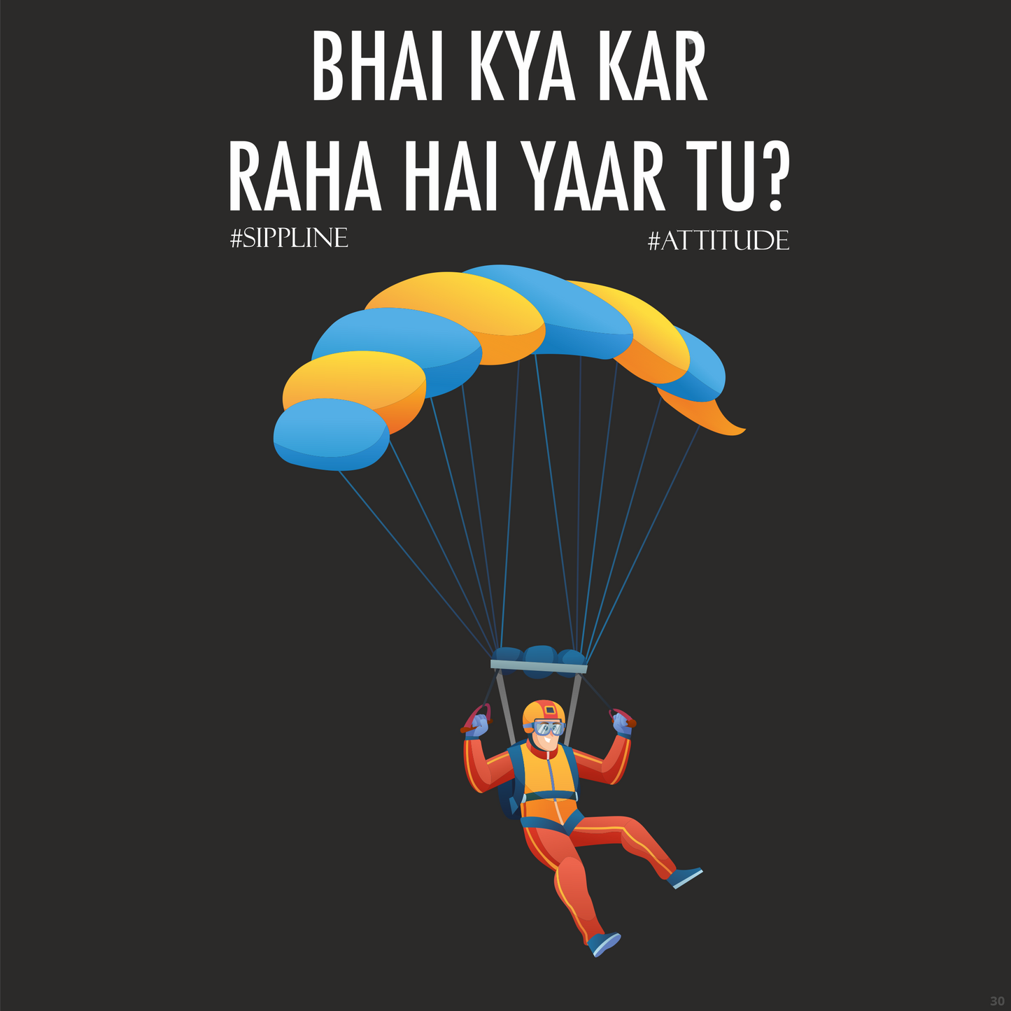 Sippline Digital Print Unisex Cotton T-Shirt 30 Bhai Kya Kar Raha Hai Yar Tu Shark Tank Sky Dive - Diver Parachute