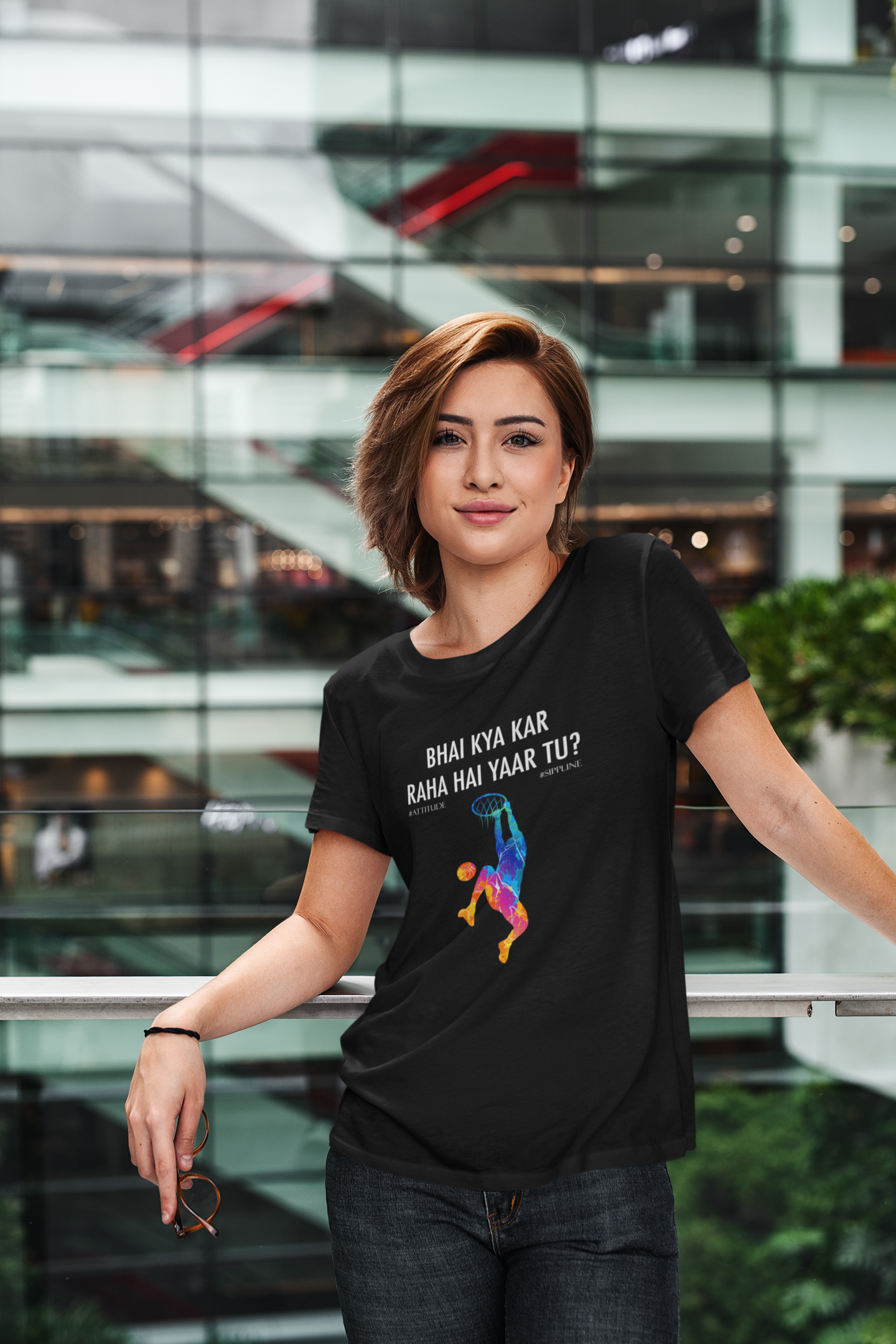 Sippline Digital Print Unisex Cotton T-Shirt 06 Bhai Kya Kar Raha Hai Yar Tu Basketball - Vibrant