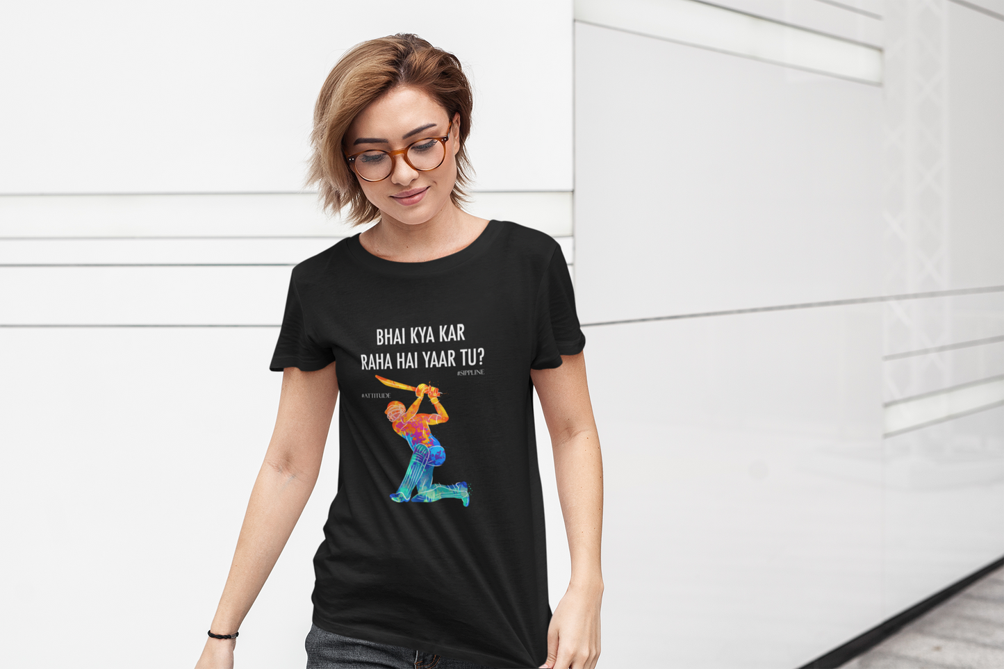 Sippline Digital Print Unisex Cotton T-Shirt 09 Bhai Kya Kar Raha Hai Yar Tu Cricket - Vibrant