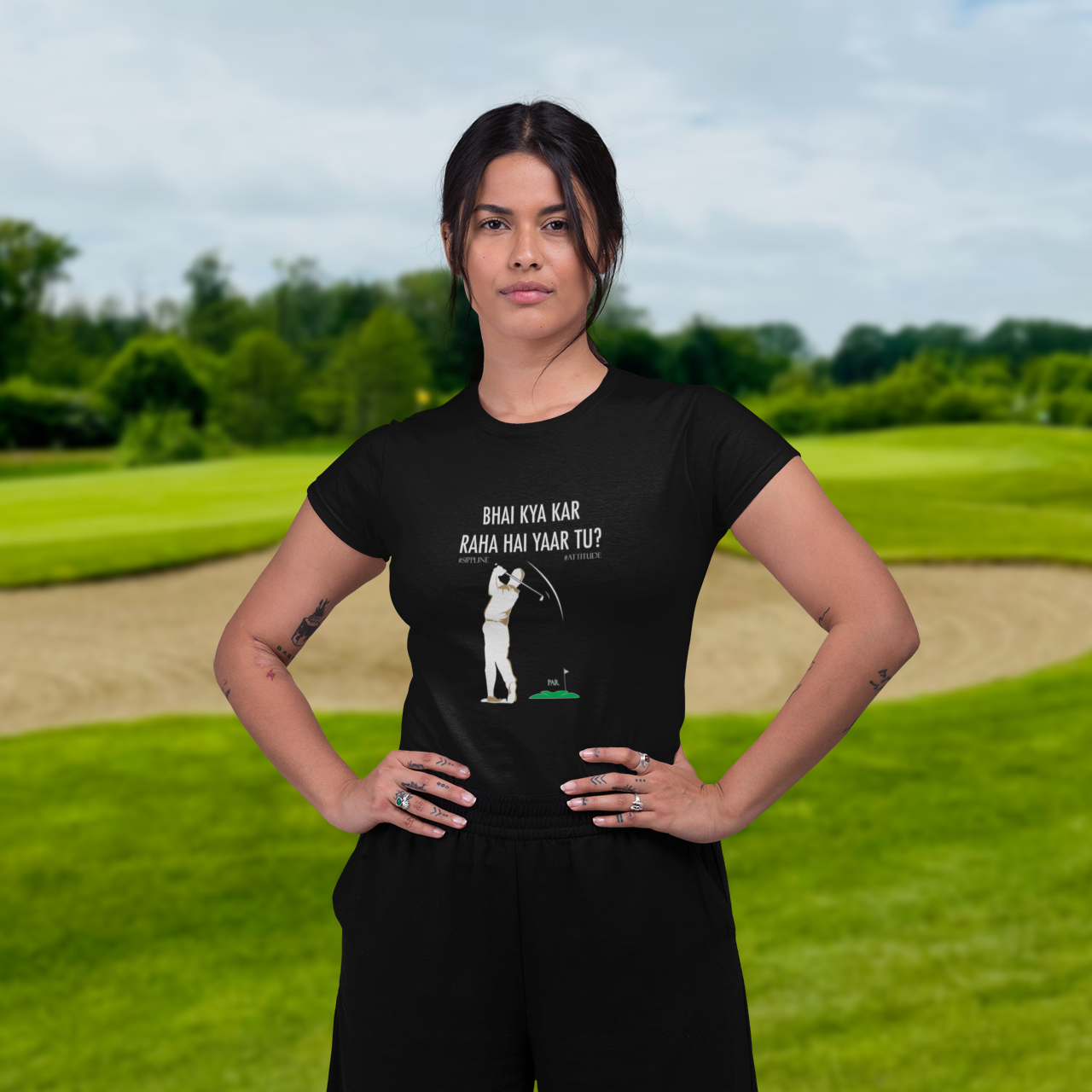 Sippline Digital Print Unisex Cotton T-Shirt Bhai Kya Kar Raha Hai Yar Tu Ashneer Grover Golf 18 Shot