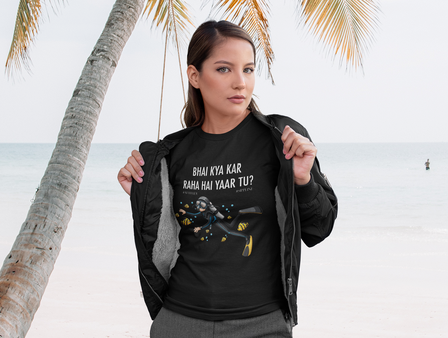 Sippline Digital Print Unisex Cotton T-Shirt 25 Bhai Kya Kar Raha Hai Yar Tu Shark Tank Scuba - Diver Side