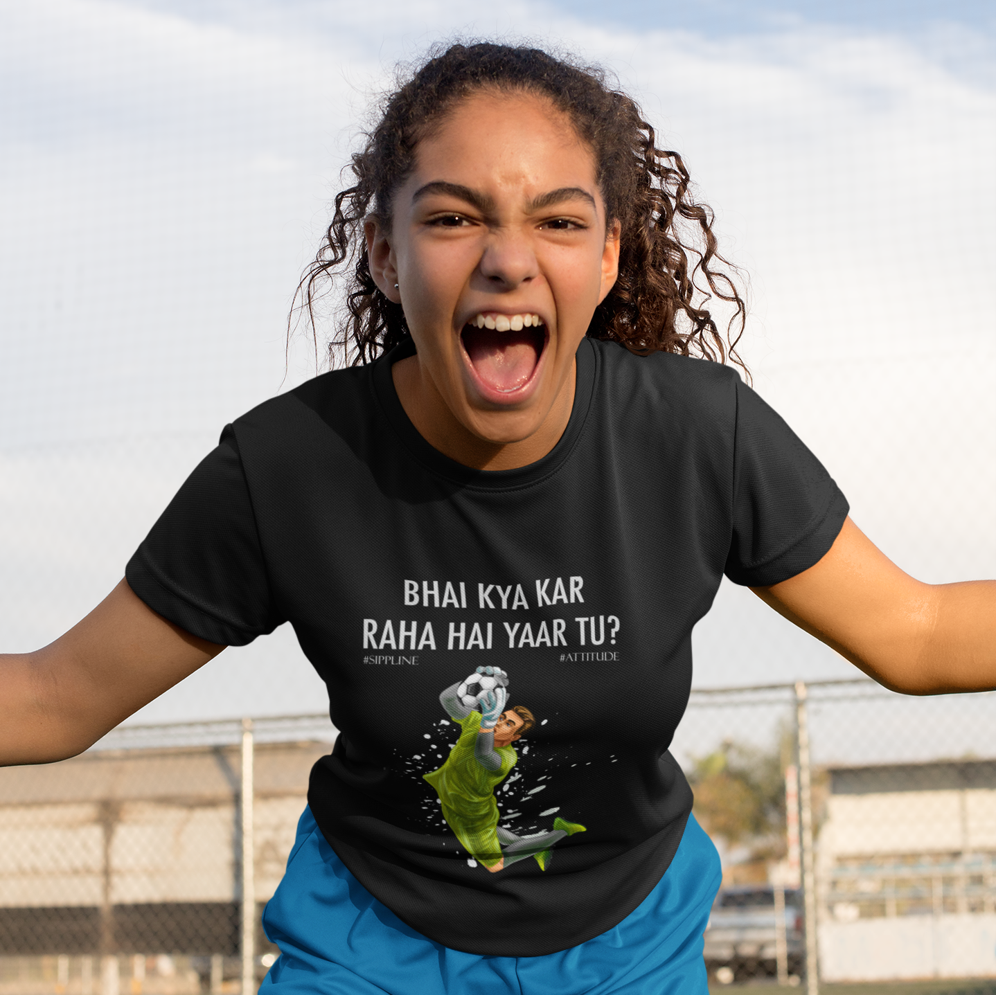 Sippline Digital Print Unisex Cotton T-Shirt 17 Bhai Kya Kar Raha Hai Yar Tu Ashneer Grover Football - Colour Illustration