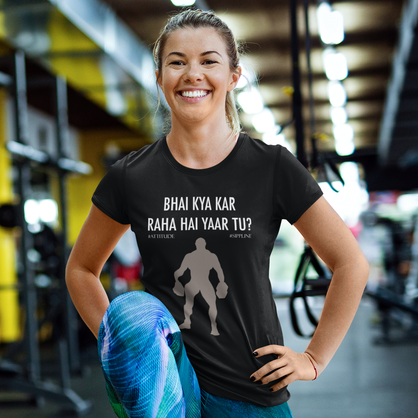 Sippline Digital Print Unisex Cotton T-Shirt 23 Bhai Kya Kar Raha Hai Yar Tu Shark Tank Gymming - Dumbbell