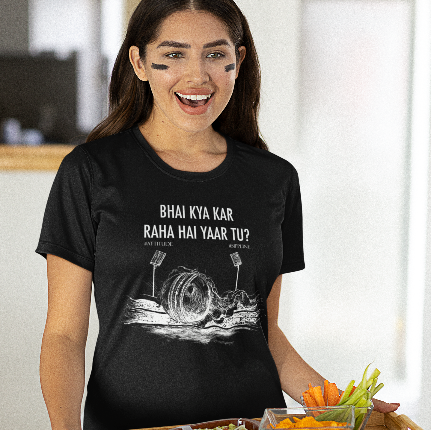 Sippline Digital Print Unisex Cotton T-Shirt 10 Bhai Kya Kar Raha Hai Yar Tu Cricket - Big Ball