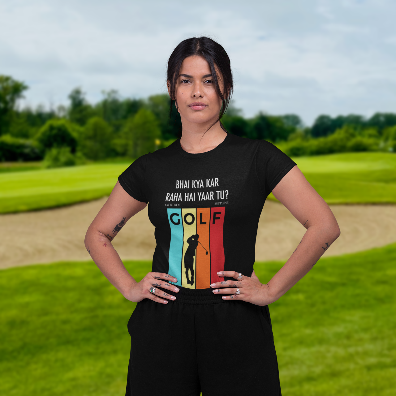 Sippline Digital Print Unisex Cotton T-Shirt 21 Bhai Kya Kar Raha Hai Yar Tu Ashneer Grover Golf - Stripes