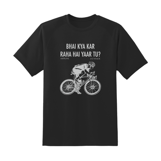 Sippline Digital Print Unisex Cotton T-Shirt 13 Bhai Kya Kar Raha Hai Yar Tu Cycle - Black & White
