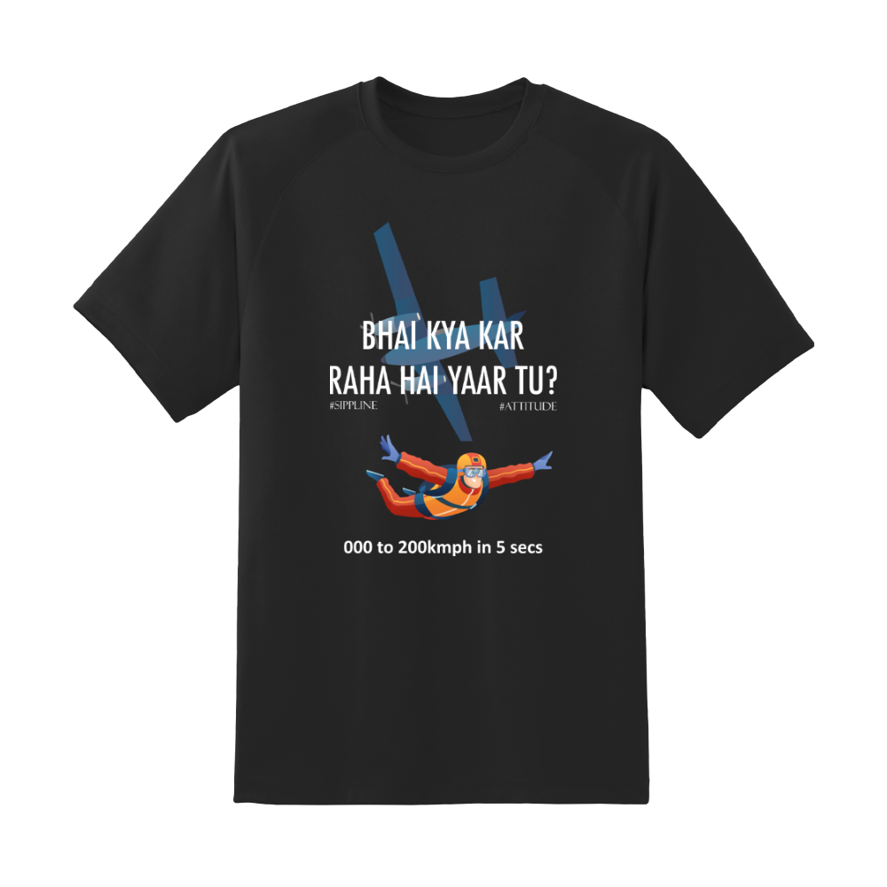 Sippline Digital Print Unisex Cotton T-Shirt 29 Bhai Kya Kar Raha Hai Yar Tu Shark Tank Sky Dive - Diver Closeup