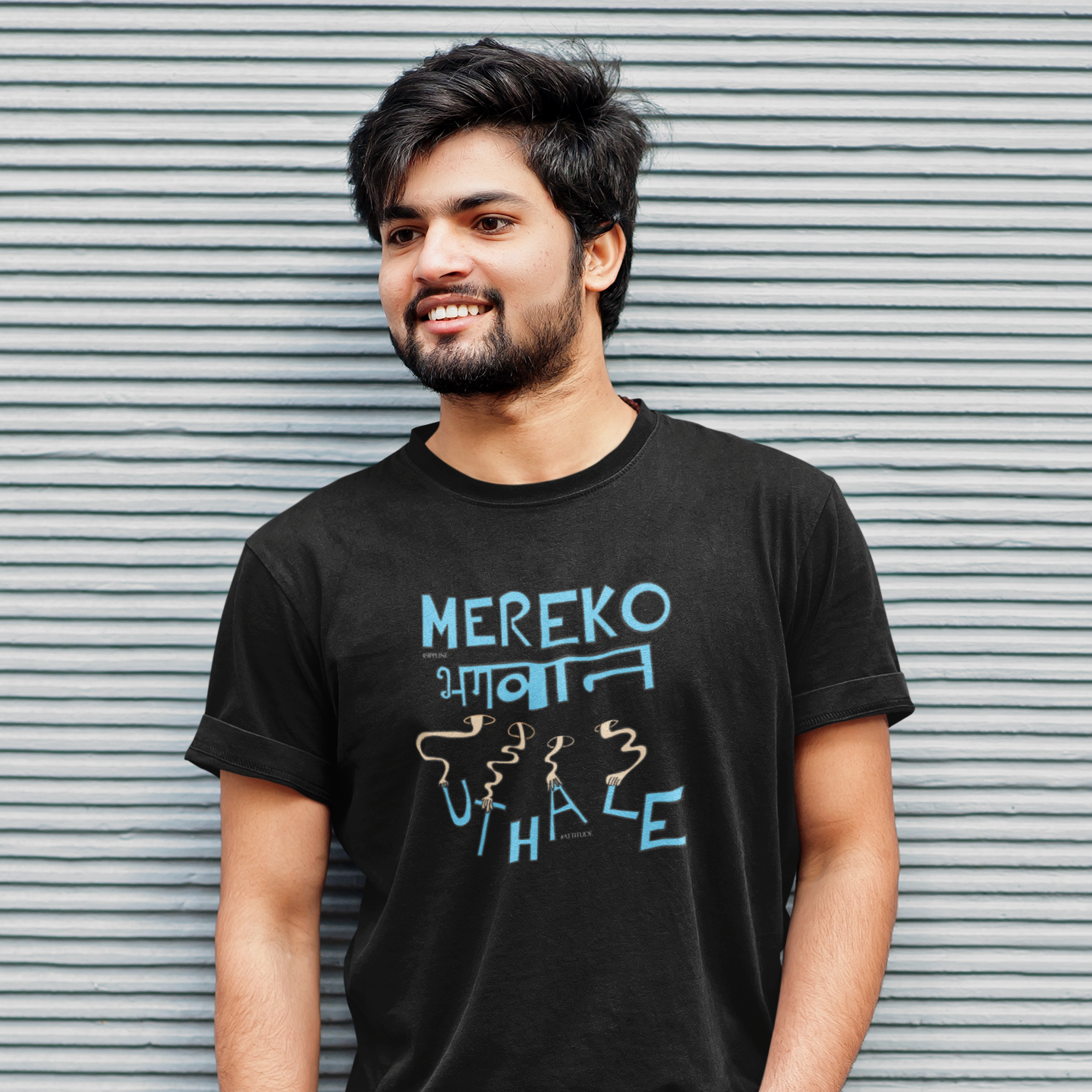Sippline Digital Print Unisex Cotton T-Shirt 05 Mereko Bhagwan Uthale - Black