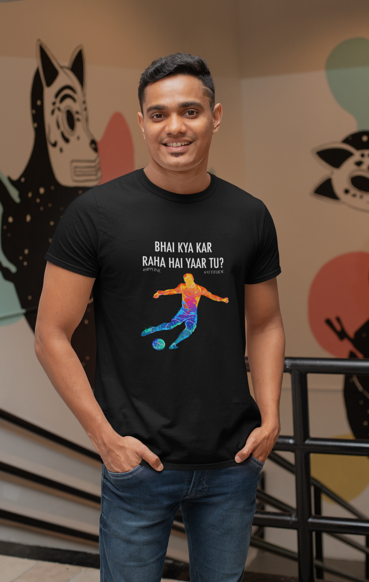 Sippline Digital Print Unisex Cotton T-Shirt 15 Bhai Kya Kar Raha Hai Yar Tu Football - Vibrant